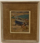 Quadro - Marinha - Pintura europeia, assinatura não identificada - 14cm x 13 cm