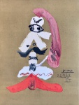 Pablo Picasso em impressão offset com riqueza de cores e detalhes. Assinada e datada 26.3.69. na prancha. Linda e decorativa. 66 x 50 cm.