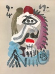 Pablo Picasso em impressão offset muito decorativa. Assinada e datada 4.4.69. na prancha. 66 x 50 cm.
