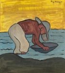 Diego Rivera - 1947 - Têmpera s/ cartão. Obra med. 40x44cm. Assinado no C.S.D. Todas as obras estrangeiras são vendidas na categoria Atribuído.