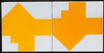 Athos Bulcão - Par de azulejos, da déc. de 50. Designe Athos Bulcão. Med. 15.3x15.3cm, cada. Vendido na categoria Atribuído.