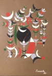 Milton Dacosta Da série Variações sobre formas lunares Guache sobre cartão Assinado e datado 1954 inferior direito 26 x 22 cm