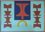Rubem Valentim - 1987 - "Emblema". A.S.T. Assinado, intitulado, localizado e datado no verso. Obra med. 35x50cm. Acervo Particular - São Paulo