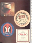 EPHEMERA; memorabilia da indústria cervejeira: 4 bolachas de chopp; 1 brasileira; 3 estrangeiras; <i><B>MBC.</B></i>