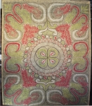 Tapeçaria artesanal, sem assinatura visível, motivos vegetalistas estilizados, 186x145cm.