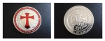 Medalha Cavaleiro Templários 38mm Cor metal Prata Esmaltada Vermelha - ( Suvenir )