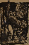 Francisco Stockinger, Litogravura, ilustração para o livro `O Gato` de Edgar Alan Poe -med. 16x10cm