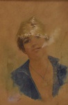 Artista não identificado , aquarela sobre papel, retrato -med. 18x12cm