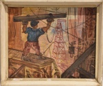 Eugênio de Proença Sigaud, 1972, óleo sobre tela representando operário -med. 35x45cm