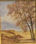 Herminia, óleo sobre tela representando paisagem -med. 45x37cm