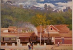 Roberto Melo, MG, óleo sobre tela, 2008 representando estação ferroviária -med. 80x118cm