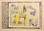 Graça Tirelly, aquarela sobre papel, moldura apresenta ação de insetos -med. 49x69cm