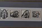 Edgar Koetz, conjunto de 4 desenhos a nanquim -medida das 4 manchas como no quadro 10x43cm