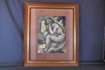 Carlos Alberto Petrucci, aquarela, figura feminina, 1947 -med. 42x32cm