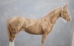 Carlos Henrique Bins, aquarela e acrílico, cavalo crioulo - med. 31x40cm