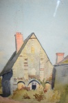 Paillet, aquarela,  casa no campo - med. 25x17cm