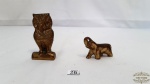 2 Esculturas Miniatura em Bronze. Medidas: coruja 8 cm de altura , elefante 7 cm de comprimento