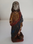 Arte sacra santo muito antigo com carneiro de madeira muito leve. 15 cm. de altura