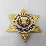 Maravilhoso DISTINTIVO AMERICANO de Oficial de Segurança (SECURITY OFFICER), formato de Estrela de David. Mede de uma ponta a outra aproximadamente 8,5 centímetros.