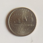 7. Moeda comemorativa dos EUA, quarter dollar, com imagem de carro de FÓRMULA INDY, Indiana, 1816-2002 