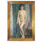 Helena Pereira da Silva Ohashi (1895-1966). Nu Feminino. Óleo sobre tela. Assinado, cid e datado Paris 1932. 81 x 51,5 cm.