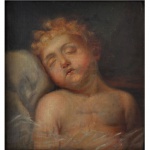 Sem assinatura. "Menino". Óleo sobre tela. Europa, Séc. XVIII. 31 x 28 cm.