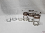 Lote de 6 copos longos em vidro e cristal. Medindo 14cm de altura.