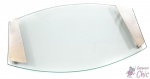 Elegante bandeja em vidro temperado e laterais em metal espessurado. Med. 43x27 cm (CxL). 