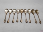 Jogo de 9 colheres de sorvete em prata 90 modelo Christofle. Medindo 14cm de comprimento.