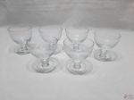 Jogo de 6 taças de sobremesa, sorvete ou vinho em cristal incolor com pé disco duplo. Medindo 9cm de altura.