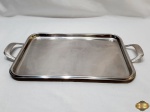 Bandeja retangular em aço inox Meridional 18/8. Medindo 37cm x 26,5cm x 46cm alça alça.