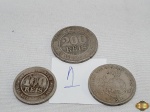 Lote de 3 moedas antigas para colecionador.