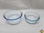 Lote de 2 bowls em vidro temperado Marinex. Medindo o maior 18cm de diâmetro x 8cm de altura e o menor 15cm de diâmetro x 6cm de altura