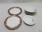 Lote de 10 pires de chá/café em porcelana, sendo 6 de chá e 2 de café em porcelana Schmidt trigo, 1 de café e 1 de chá em porcelana Renner Mon Chéri.