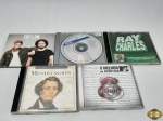 Lote de 5 cds originais diversos, composto de Entilim, Ray Charles, etc.