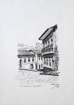 M. HOLLENDER,  Ouro Preto, nanquim, 34 x 25cm, assinado e datado 1987, sem moldura.