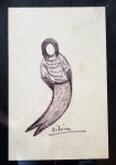 SILVIA DE LEON CHALREO (1945),  Figura Feminina, giz de cera, 22 x 14cm, assinado.