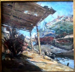 OSWALDO TEIXEIRA (1904/1974, Barcos ancorados, o.s.m., 49 x 50cm, assinado.