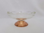 Baleiro Petisqueira  Vidro Sob Pedestal Em Cobre .MEDIDA 16 CM DE DOAMETRO 9 CM DE ALTURA