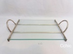 Bandeja  Corpo De Vidro E Alça Em Prata 90 Riva. Medida 33cm x 25cmRiva