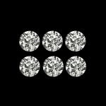 Lote composto por seis raros diamantes brancos totalizando 0.05 cts medindo 1.20 x 1.20 mm , excelente qualidade extra e clareza VS . Clássica lapidação padrão diamante , origem Congo . ótimo investimento para montar uma joia de qualidade  .