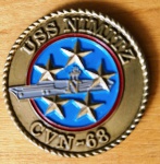 Medalha americana USS NIMITZ - CVN-68 ( Porta aviões) dourada  (Fk)