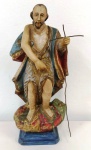 Magnífica e antiga estátua de são joão batista  em madeira com  riquissima policromia . Procedente da Bahia - SEC: IX . Mede:  31 x 14 cm(Na)