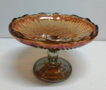 Belíssima Mini fruteira de vidro carnival glass fogo - Mede:  13 alt x 20cm