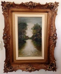 Magnífico Antigo  Quadro  OST ricamente emoldurado - ACID -  CREPÙSCULO  - MARIA BASTOS - 1927 - Mede: 87 x 68 cm