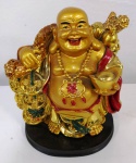 Belíssimo Buda da Fortuna ricamente pintado em dourado . Mede: 18 X 15 CM