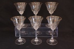 CRISTAL EUROPEU -  Lote composto de 6 taças para vinho, em cristal europeu translucido, borda com friso dourado. Alt. 16 cm.