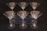 CRISTAL EUROPEU -  Lote composto de 6 taças para champanhe, em cristal europeu translucido, borda com friso dourado. Alt. 14,5 cm.