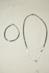 JÓIAS - Conjunto de cordão e pulseira em prata contrastada 925 mls e peso 10 gr.