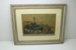 Antiga gravura colorida "RIO DE JANEIRO" Adolphe d'Hastrel - Igreja da Lapa - Convento Santa Thereza. G. Muller. Envidraçado e emoldurado. Med. 34x22 cm e moldura 42x55 cm.
